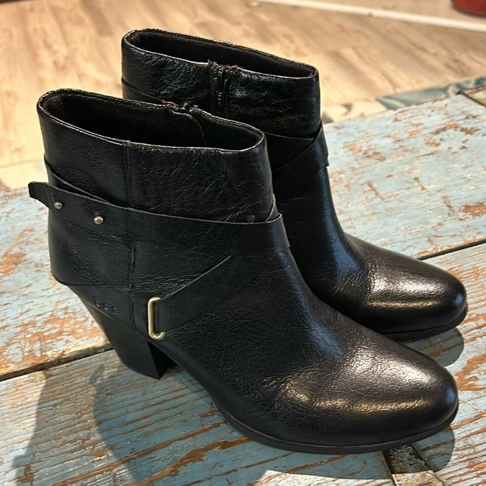 b.o.c born Black richardson double zipper ankle boot 9.5 Leather Buckle Strap - Picture 2 of 8